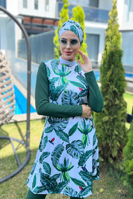 Remsa - Design Fully Covered Hijab Swimsuit Remsa Swimsuit Green Leaves 2 Remsa - Design Fully Covered Hijab Swimsuit Remsa Swimsuit Green Leaves 2