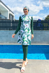 Remsa - Design Fully Covered Hijab Swimsuit Remsa Swimsuit Green Leaves 2 (1)