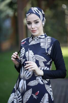 Remsa - Design Fully Covered Hijab Swimsuit Remsa Swimsuit Brown Leaves Remsa - Design Fully Covered Hijab Swimsuit Remsa Swimsuit Brown Leaves