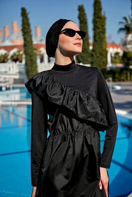 Remsa - Design Parachute with Lycra Details Water-Repellent Full-Cover Modest Burkini R086 Hadise