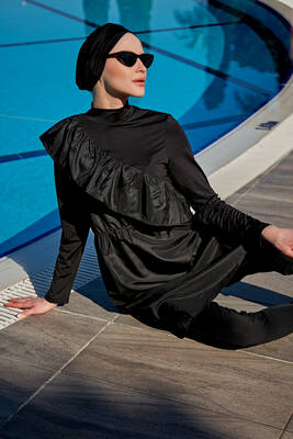 Remsa - Design Parachute with Lycra Details Water-Repellent Full-Cover Modest Burkini R086 Hadise (1)