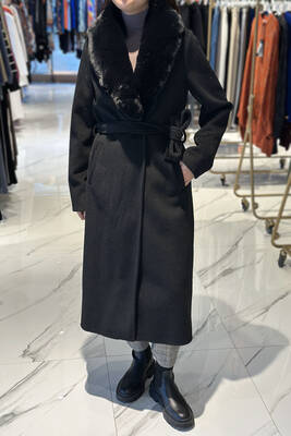 Remsa - Double-Collar Wool Blend Coat 20100 - Black
