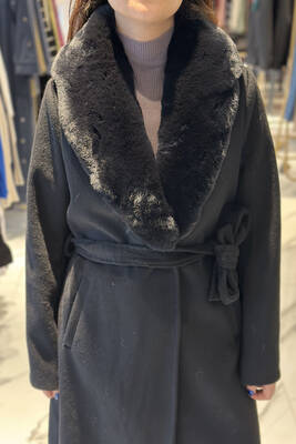 Remsa - Double-Collar Wool Blend Coat 20100 - Black (1)