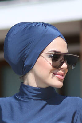 Remsa - Double-Sided Crossed And Ruched Swim Cap Light Navy R-1009 Remsa - Double-Sided Crossed And Ruched Swim Cap Light Navy R-1009