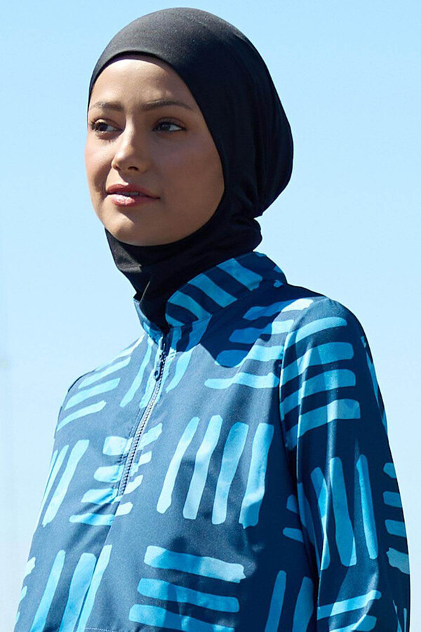 Dynamic Blue Full-Cover Modest Swimwear Set - Thumbnail