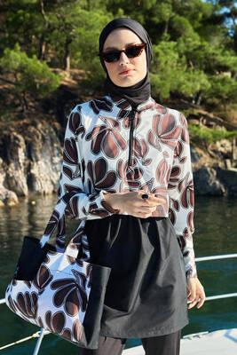 Mayovera - Dynamic Coffee Full-Cover Modest Swimwear Set