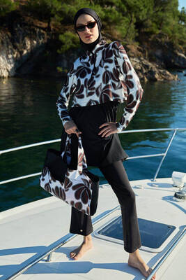 Mayovera - Dynamic Coffee Full-Cover Modest Swimwear Set (1)
