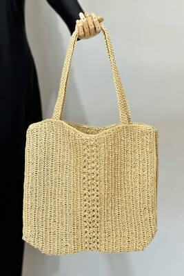 Remsa - El Örgüsü Hasır Çanta Plaj Çantası 026 Bej02 (1)