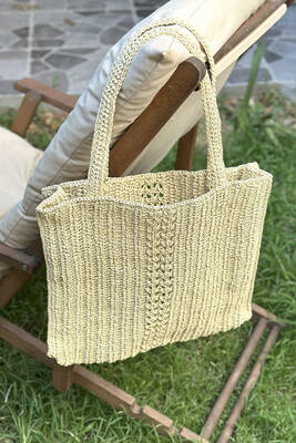 Remsa - El Örgüsü Hasır Çanta Plaj Çantası 026 Bej02