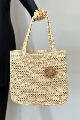 Remsa Mayo - El Örgüsü Hasır Çanta Plaj Çantası 026 Bej03 (1)