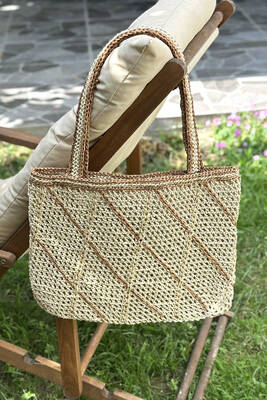 Remsa - El Örgüsü Hasır Çanta Plaj Çantası 026 Bej05