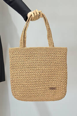 Remsa Mayo - El Örgüsü Hasır Çanta Plaj Çantası 026 Camel02 (1)