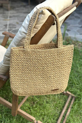 Remsa Mayo - El Örgüsü Hasır Çanta Plaj Çantası 026 Camel02