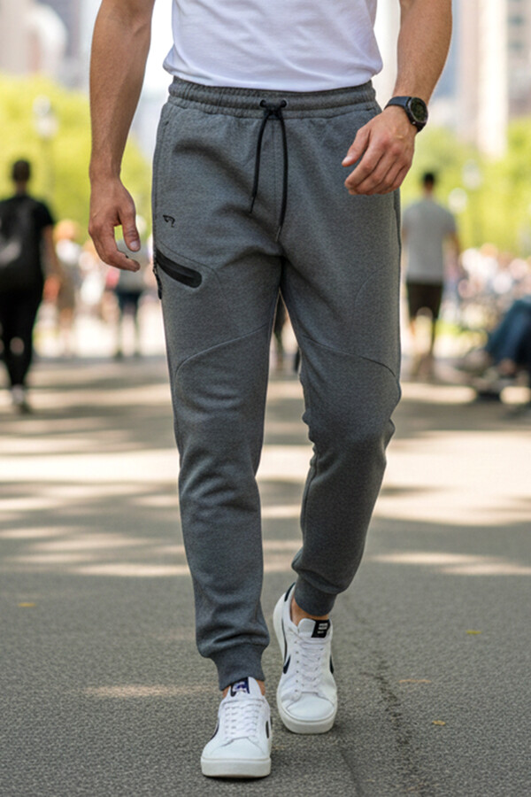 Elastic Waist 3-Pocket Men's Jogger Pants in Anthracite - Thumbnail