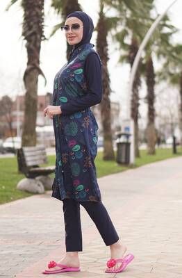 Emayo - Emayo Fully Covered Hijab Swimsuit Swimsuit 2002 Mussel Patterned Emel Laci (1)