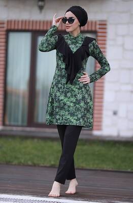 Emayo - Emayo Lycra Fully Covered Hijab Swimsuit 1927 Melike Green Emayo - Emayo Lycra Fully Covered Hijab Swimsuit 1927 Melike Green