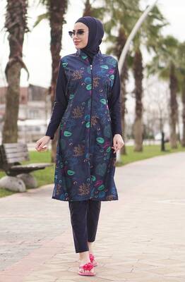 Emayo - Emayo Tam Kapalı Tesettür Mayo Deniz Mayosu 2002 Midye Desenli Emel Laci Emayo - Emayo Tam Kapalı Tesettür Mayo Deniz Mayosu 2002 Midye Desenli Emel Laci