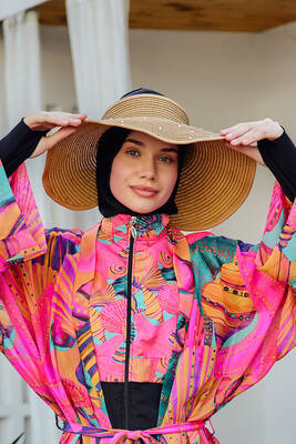 Remsa - Embellished Bow Foldable Visor Straw Hat (1)