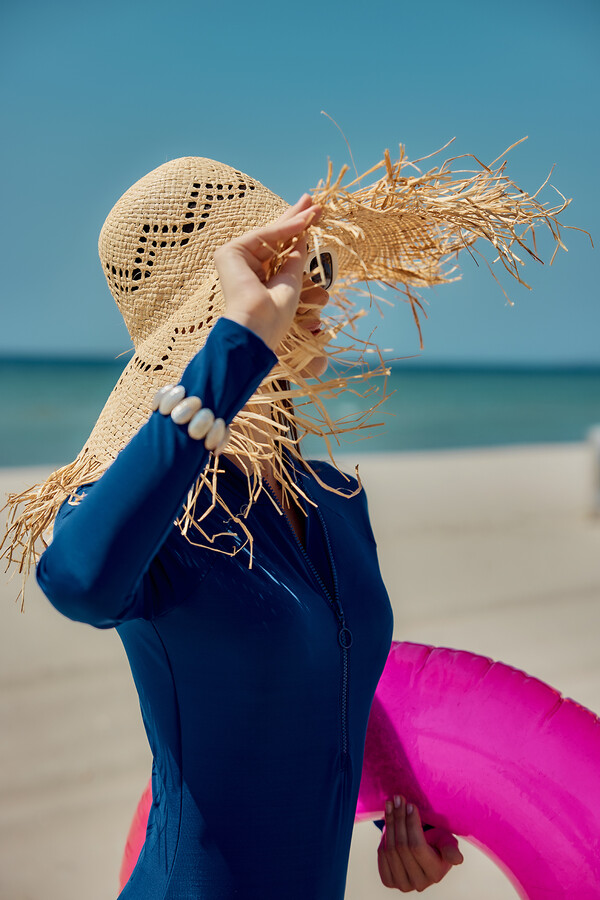 Embellished Straw Beach Hat RS - Thumbnail
