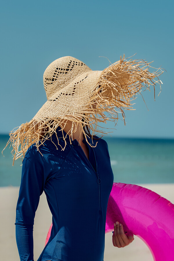 Embellished Straw Beach Hat RS - Thumbnail