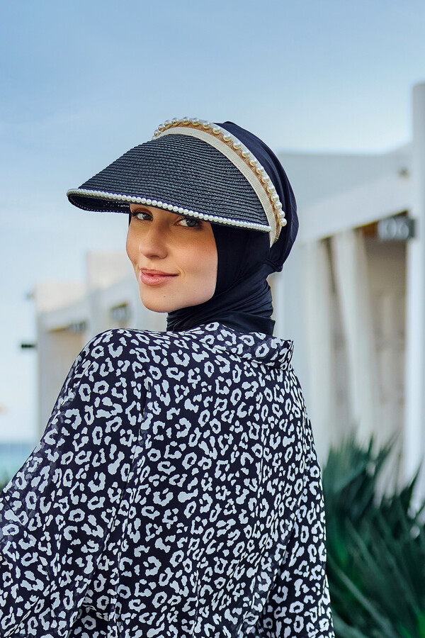 Embellished Visor Straw Hat Sun Protection Accessory - Thumbnail