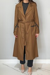 Remsa - Embroidered Detail Long Jacket 17000 Tan
