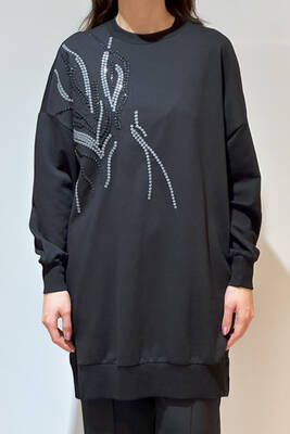 Remsa - Embroidered Detail Sweat Tunic 10585 Black (1)