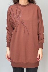 Remsa - Embroidered Detail Sweat Tunic 10585 Brown