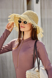 Remsa - Embroidered Tassel Detail Hand-Woven Straw Hat
