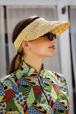 Remsa - Embroidered Woven Straw Visor Hat