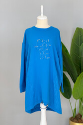 Puane - Embroidery Detail Basic Sweat Tunic 10442 Blue
