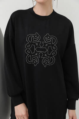 Remsa - Embroidery Detailed Modal Tunic Sweat 10612 Black (1)