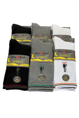 Remsa - Erkek 41-45 Tenis Antreman Çorap 6'lı Paket DNDR-02 Desenli Gri-Siyah-Beyaz (1)