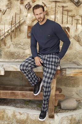 Aydoğan - Erkek Aydoğan Jakar Uzun Kol Pijama Takımı 3380 Lacivert04 (1)