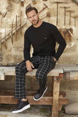 Aydoğan - Erkek Aydoğan Jakarlı Pijama Takımı 3376 Siyah04