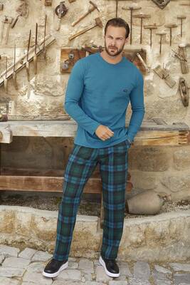 Aydoğan - Erkek Aydoğan Jakarlı Uzun Kol Pijama Takımı 3385 Petrol (1) Aydoğan - Erkek Aydoğan Jakarlı Uzun Kol Pijama Takımı 3385 Petrol (1)