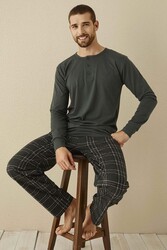Aydoğan - Erkek Aydoğan Modal Uzun Kol Pijama Takımı 3341 Haki01