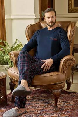 Remsa - Erkek Aydoğan Pamuk Uzun Kol Pijama Takımı 250452 Lacivert01 Remsa - Erkek Aydoğan Pamuk Uzun Kol Pijama Takımı 250452 Lacivert01