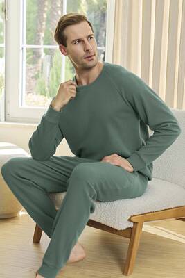 Aydoğan - Erkek Aydoğan Waffle Uzun Kol Pijama Takımı 250648 Çağla Yeşil (1)