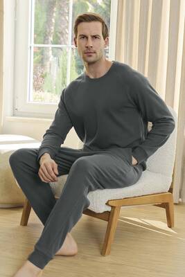 Aydoğan - Erkek Aydoğan Waffle Uzun Kol Pijama Takımı 250650 Acı Yeşil