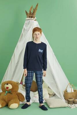 Remsa - Erkek Çocuk Aydoğan Pamuklu Pijama Takımı 240728 Lacivert (1)