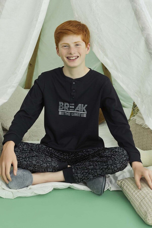 Erkek Çocuk Aydoğan Pamuklu Pijama Takımı 240729 Siyah