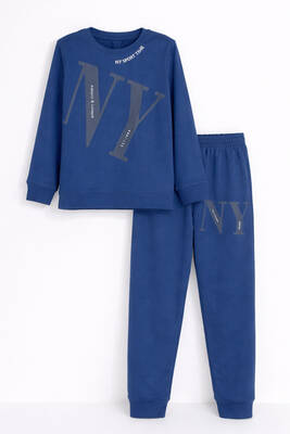 Remsa - Erkek Çocuk Garson Boy Manşetli Pamuk Penye Pijama Takımı 4104 İndigo01