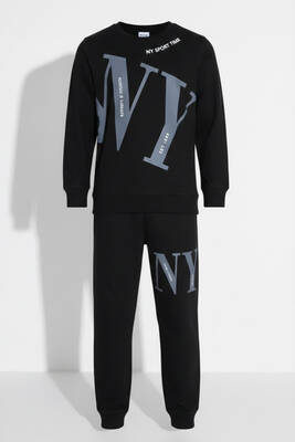 Remsa - Erkek Çocuk Garson Boy Manşetli Pamuk Penye Pijama Takımı 4104 Siyah01 (1)