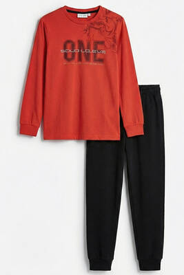 Remsa - Erkek Çocuk Garson Boy Pamuk Penye Pijama Takımı 4112 Turuncu (1)