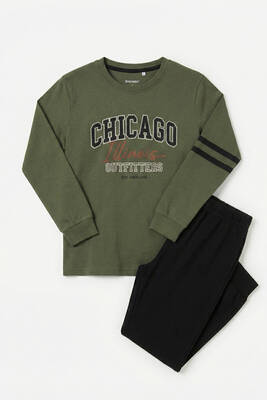 Remsa - Erkek Çocuk Garson Boy Pamuk Penye Pijama Takımı 4119 Haki (1)