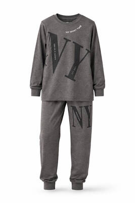 Remsa - Erkek Çocuk Garson Boy Pamuk Penye Pijama Takımı 4224 Gri (1)