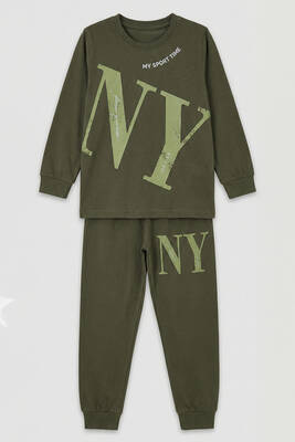 Remsa - Erkek Çocuk Garson Boy Pamuk Penye Pijama Takımı 4224 Haki02