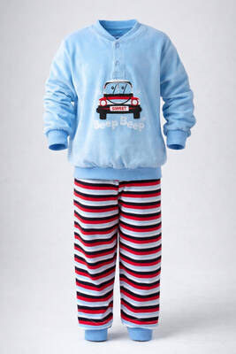 Aydoğan - Erkek Çocuk Kadife Pijama Takımı 1664 Mavi01 (1)