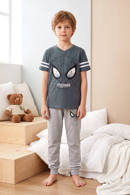 Remsa - Erkek Çocuk Kısa Kol Şortlu Penye Pijama Takımı 4305 İndigo